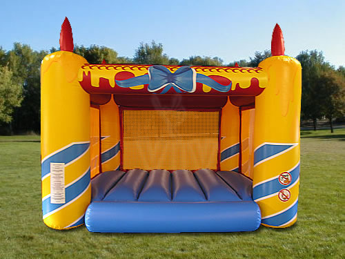 Clown cake roofed inflatable bounce