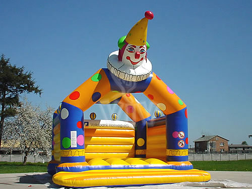 Clown roofed inflatable bounce