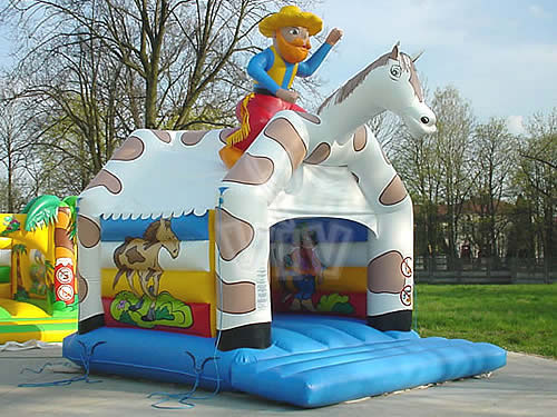 Cowboy roofed inflatable bounce