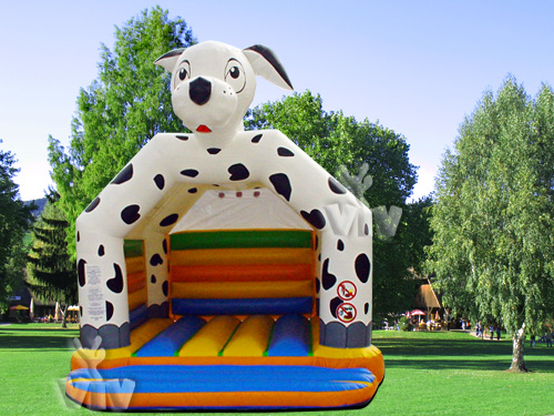 Dalmatian roofed inflatable bounce