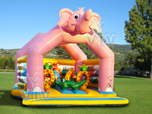 Elephant roofed inflatable bounce