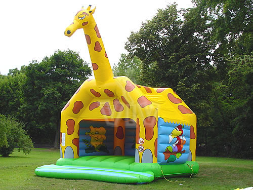 Giraffe roofed inflatable bounce