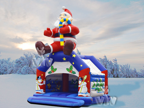 Santa Claus roofed inflatable bounce