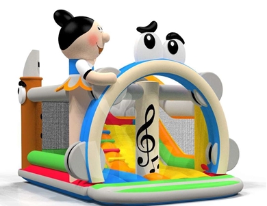 Tambourine roofed inflatable bounce