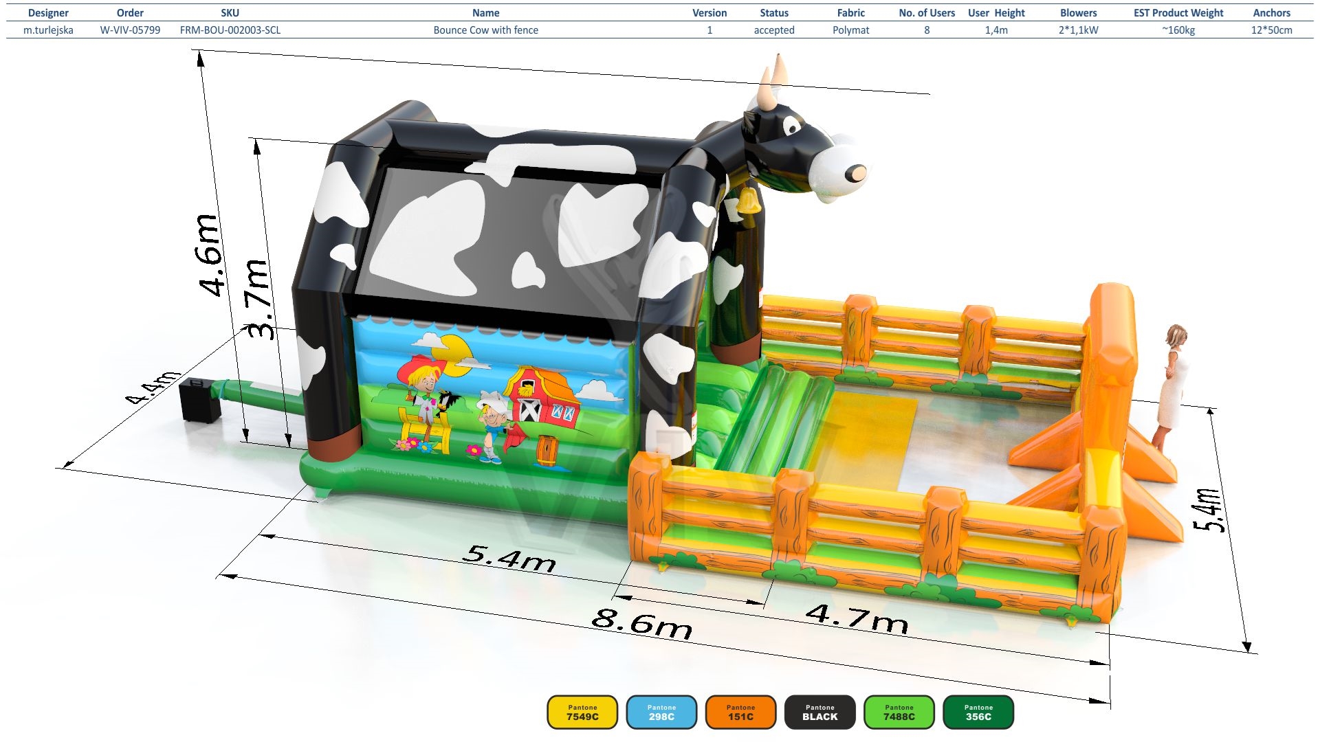Bounce Cow with fence commercial inflatable bounce