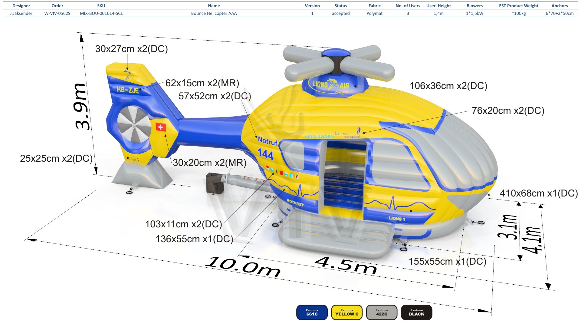 Bounce Helicopter AAA commercial inflatable bounce