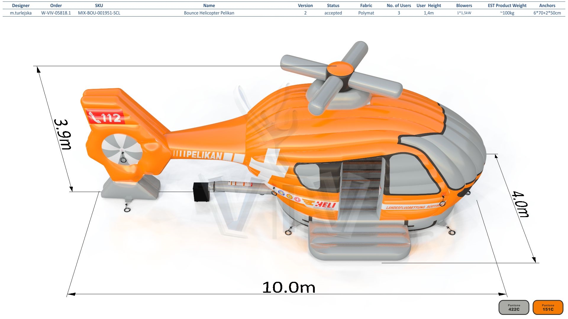 Bounce Helicopter Pelikan commercial inflatable bounce