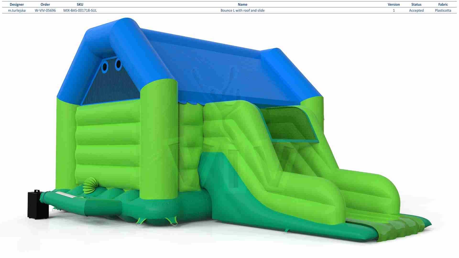 Bounce L with roof and slide commercial inflatable bounce
