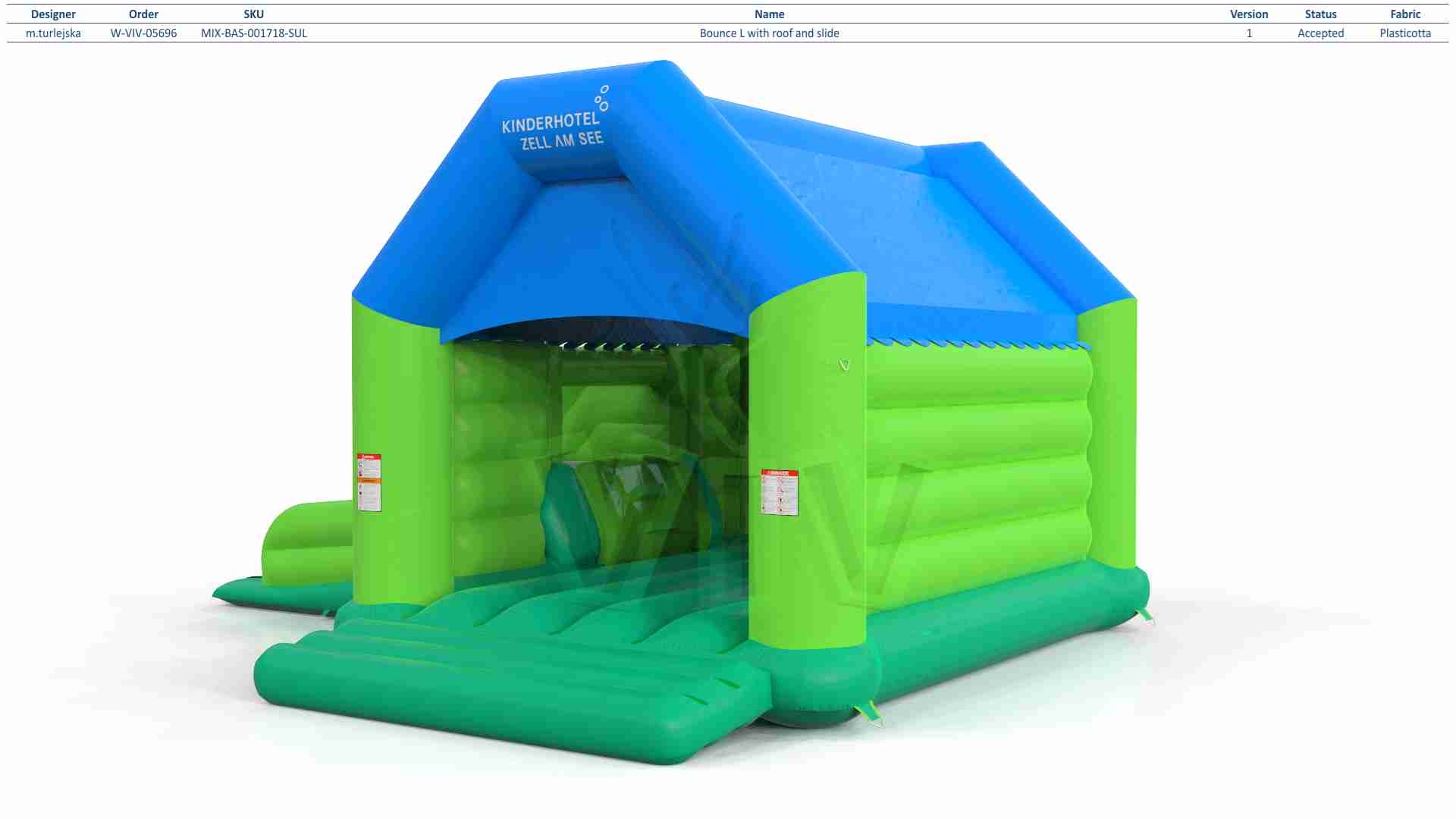 Bounce L with roof and slide commercial inflatable bounce
