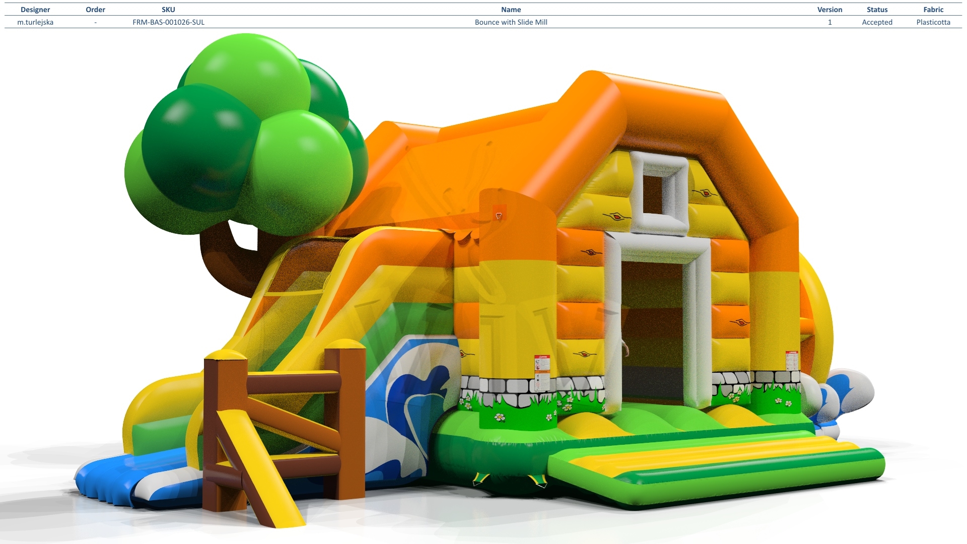 Bounce with slide Mill commercial inflatable bounce