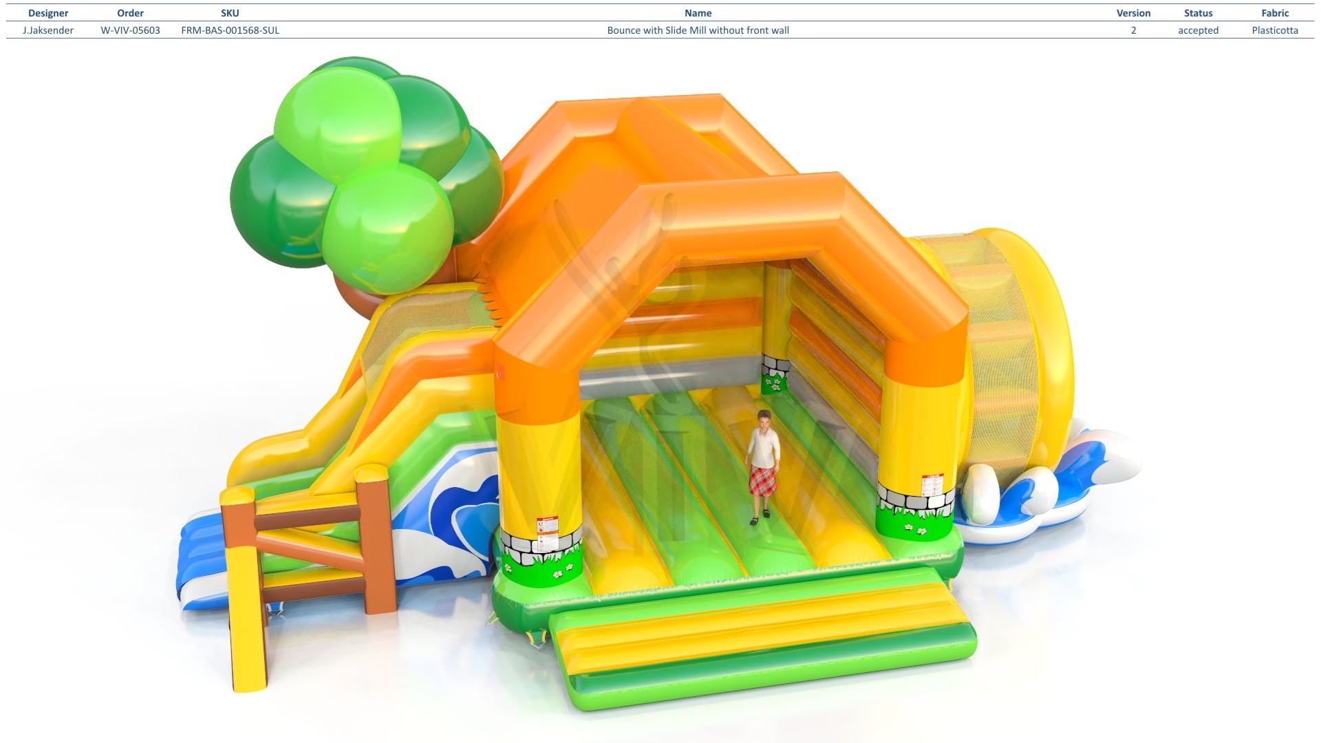 Bounce with slide Mill without front wall commercial inflatable bounce