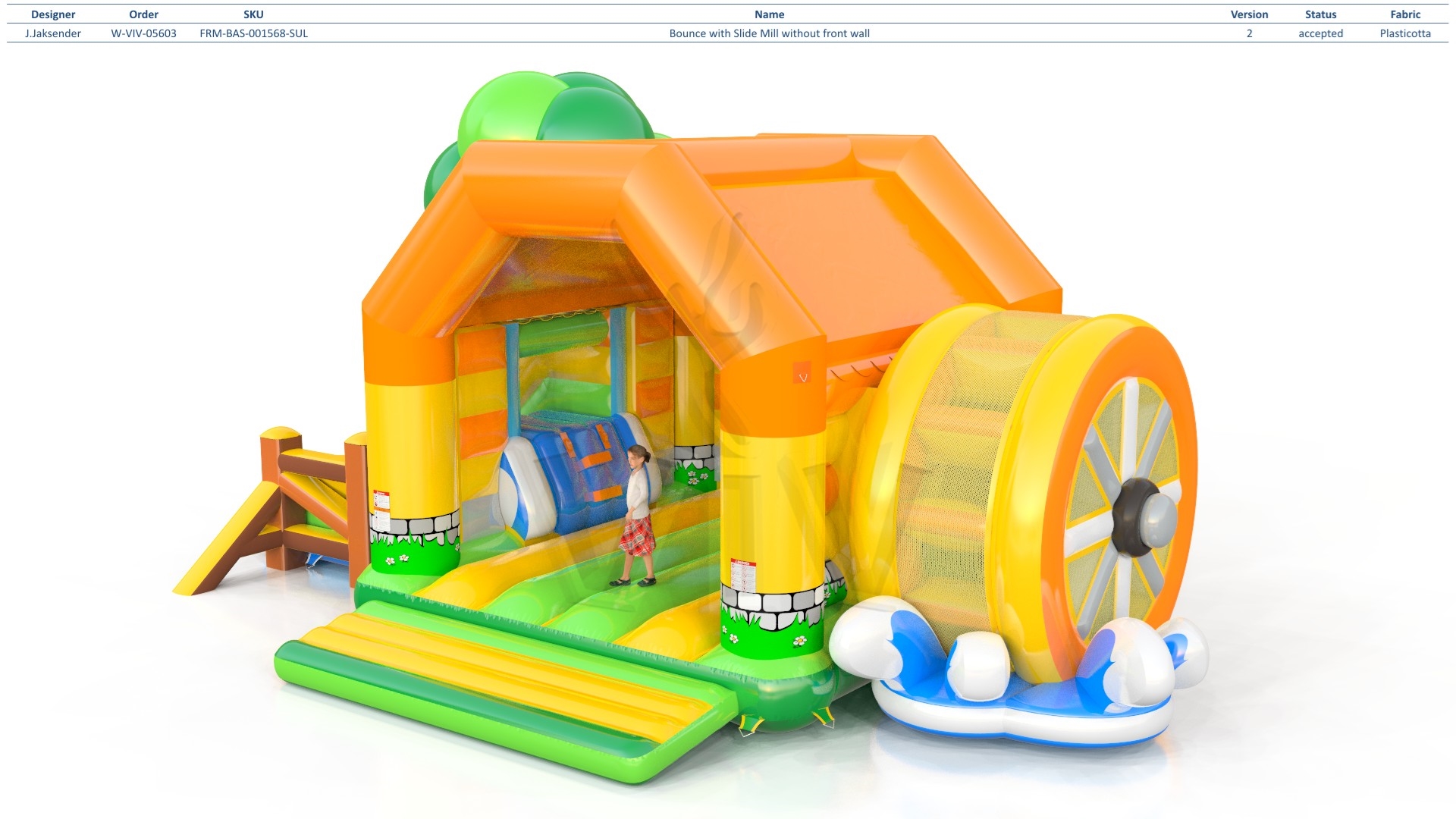 Bounce with slide Mill without front wall commercial inflatable bounce