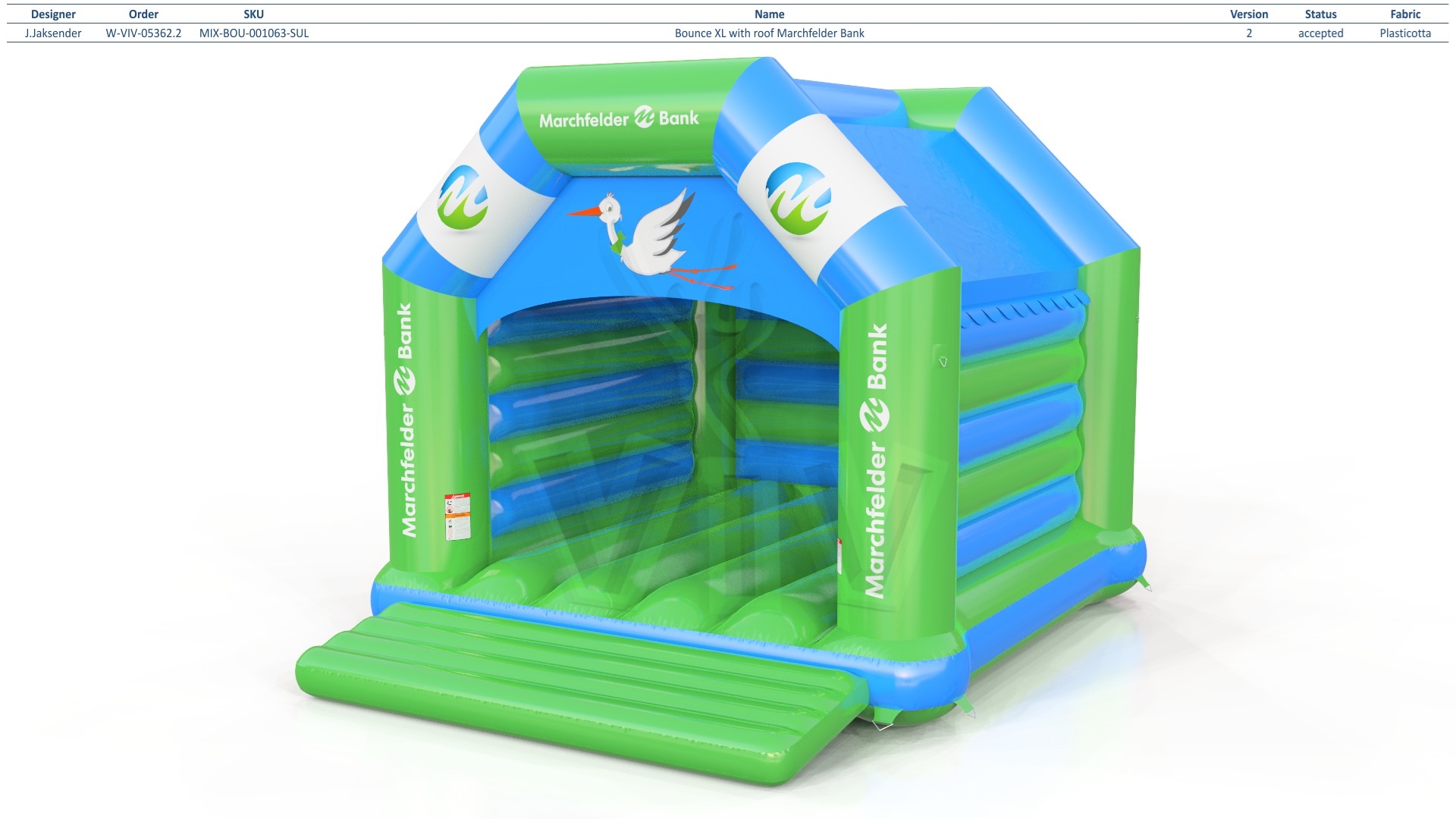 Bounce XL with roof Marchfelder Bank commercial inflatable bounce