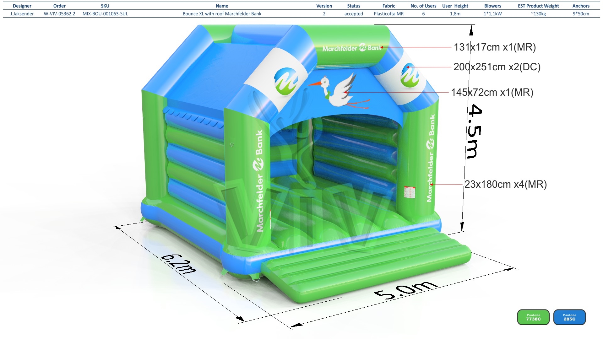 Bounce XL with roof Marchfelder Bank commercial inflatable bounce