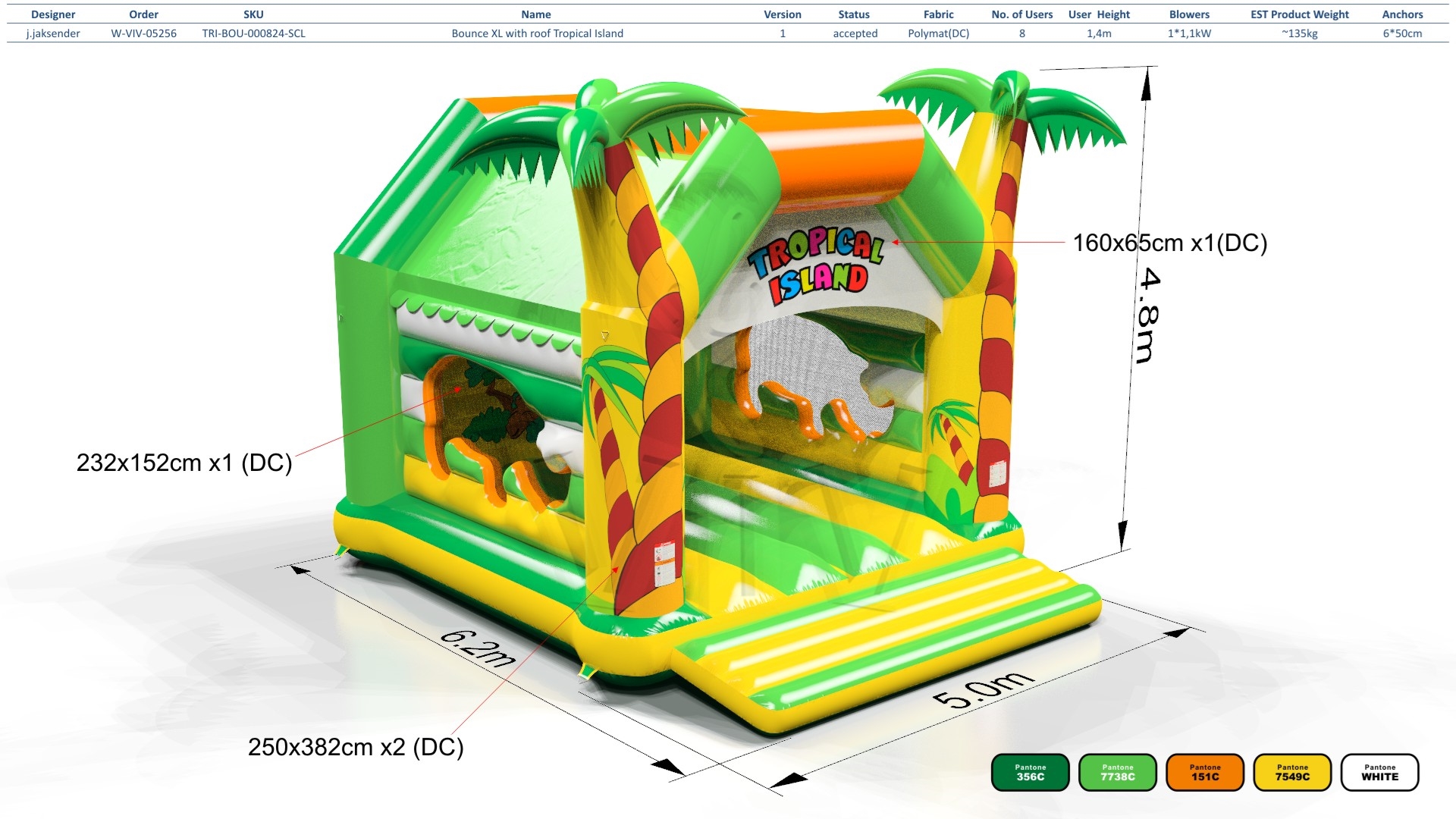 Bounce XL with roof Tropical Islands commercial inflatable bounce