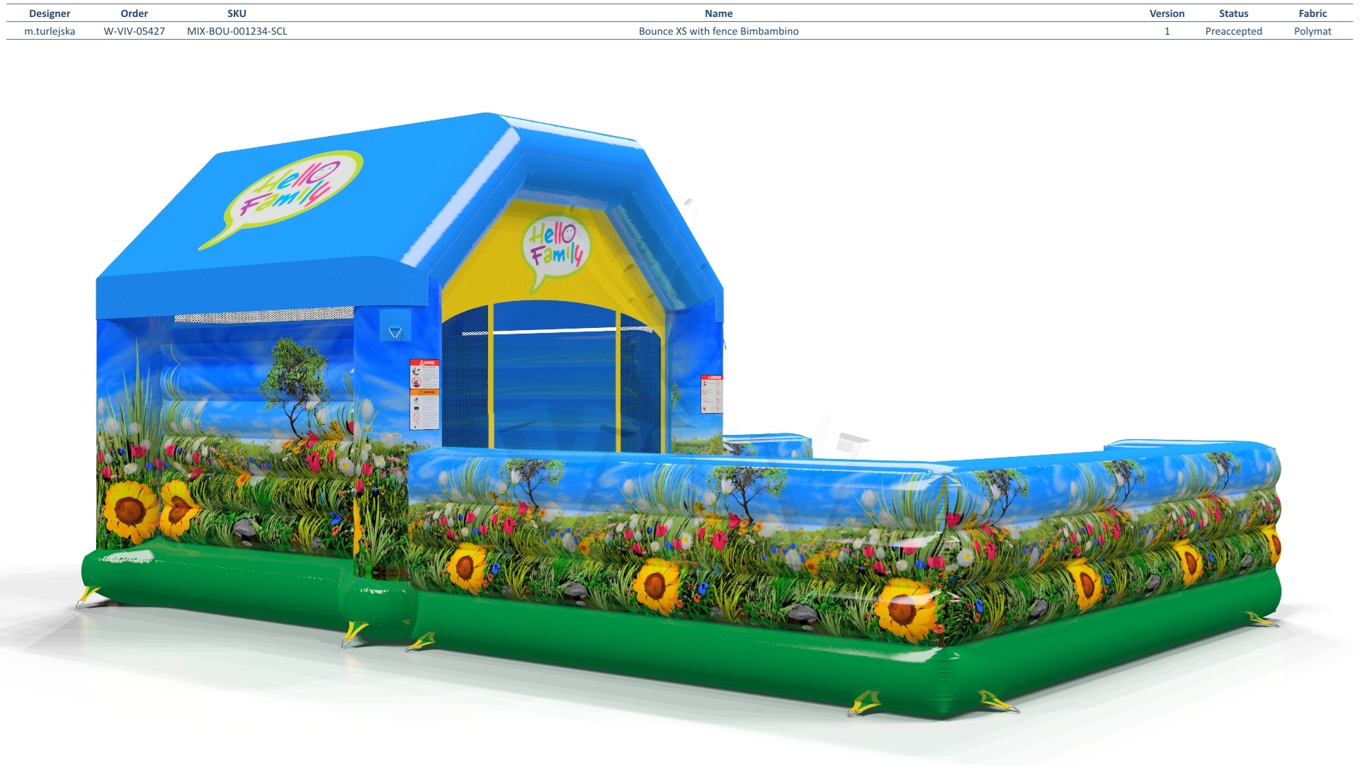 Bounce XS with fence Bimbambino commercial inflatable bounce