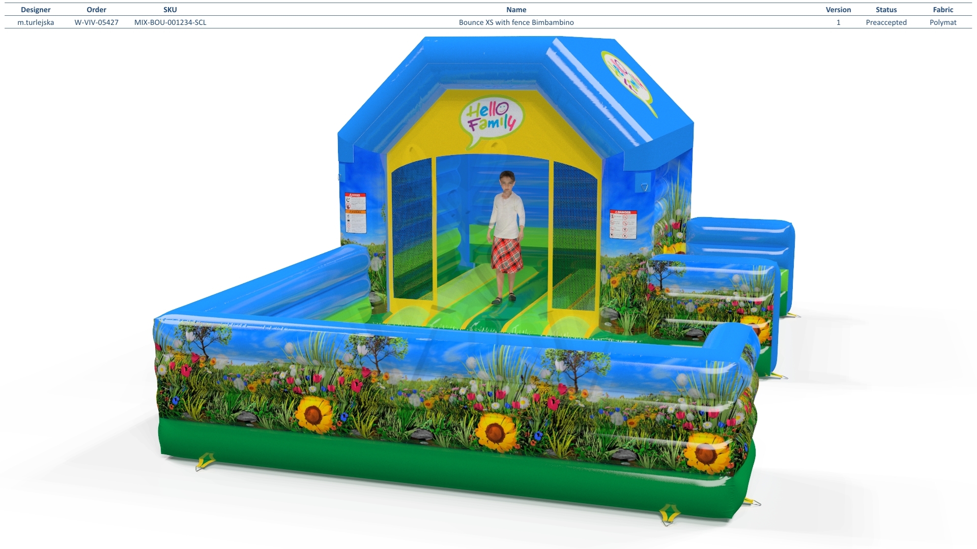 Bounce XS with fence Bimbambino commercial inflatable bounce