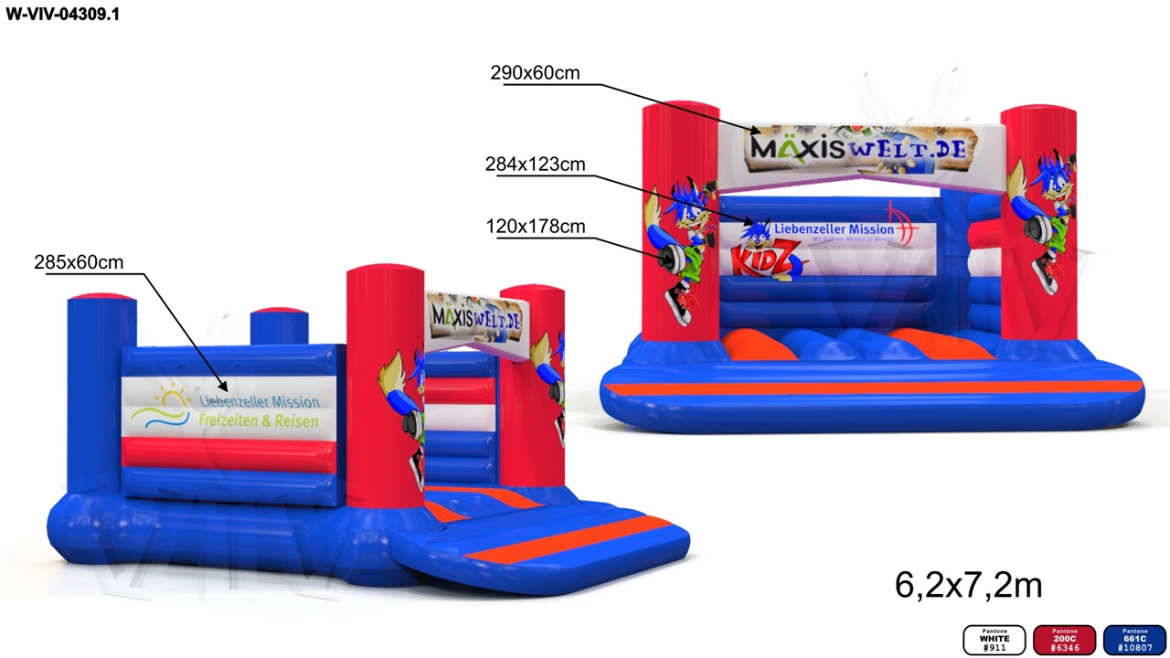 Bounces Kizd 6,2 x 7,2 m commercial inflatable bounce
