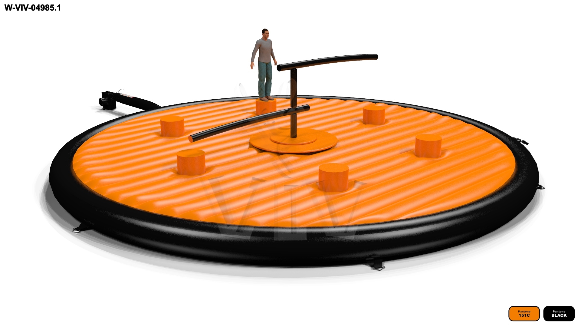 Broom Black and Orange Double - set commercial mechanical broom attraction
