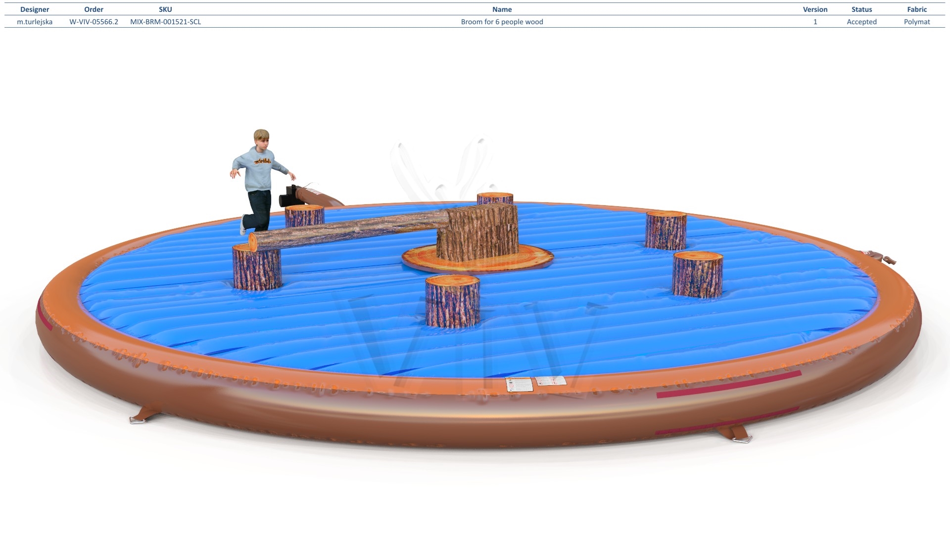 Broom for 6 people wood commercial mechanical broom attraction