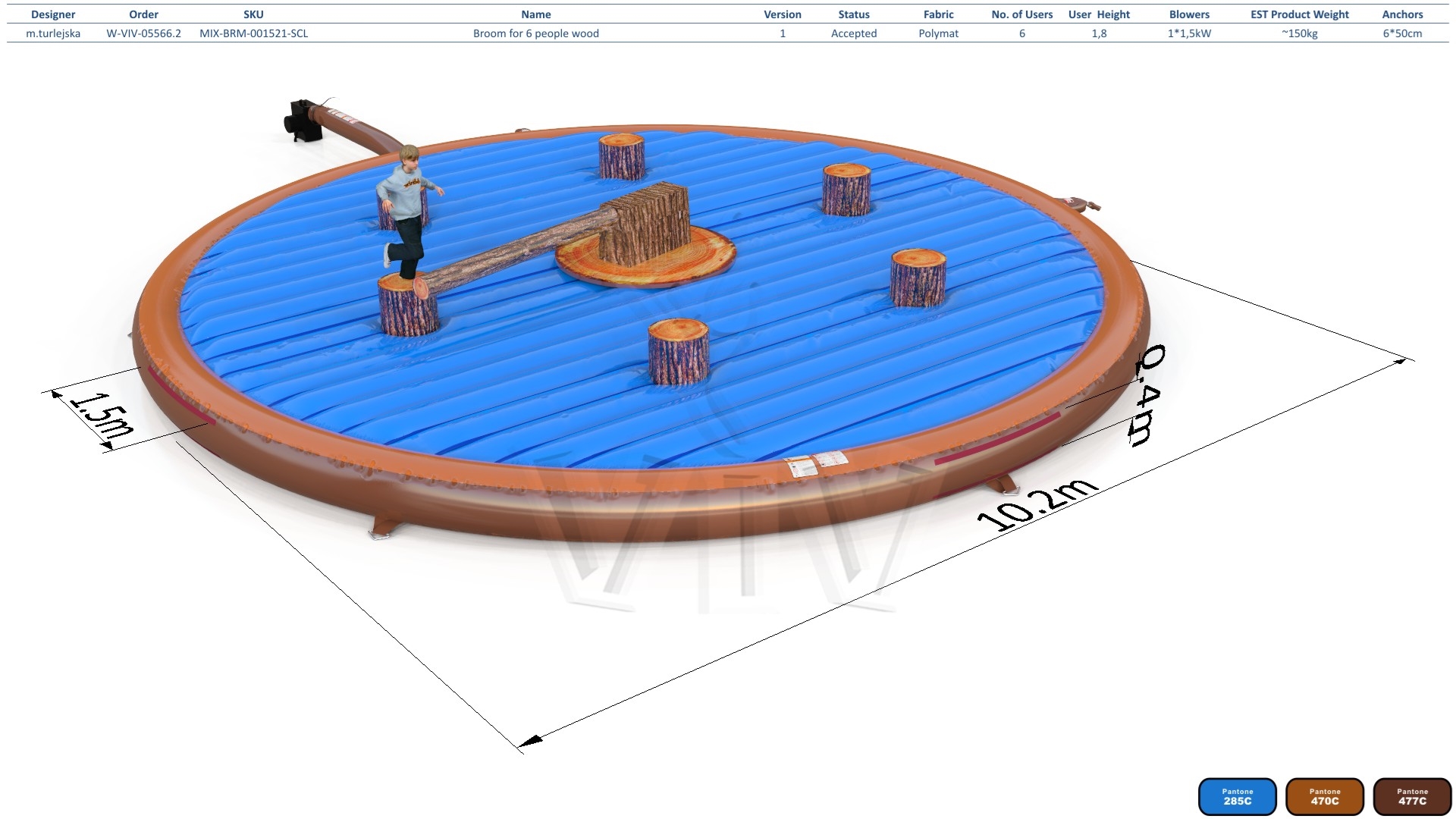 Broom for 6 people wood commercial mechanical broom attraction