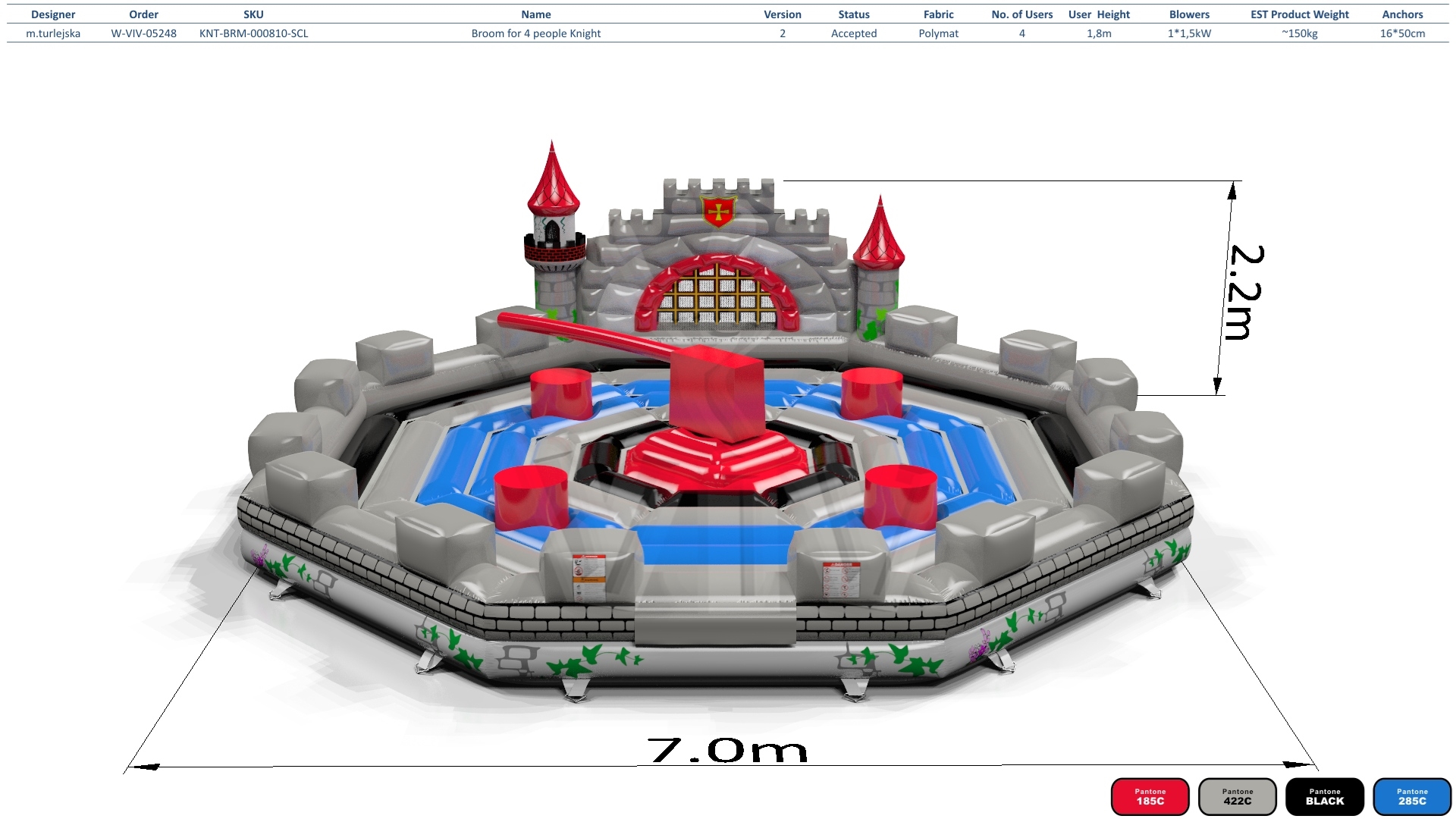 Broom Knights Single - set (4 places) commercial mechanical broom attraction