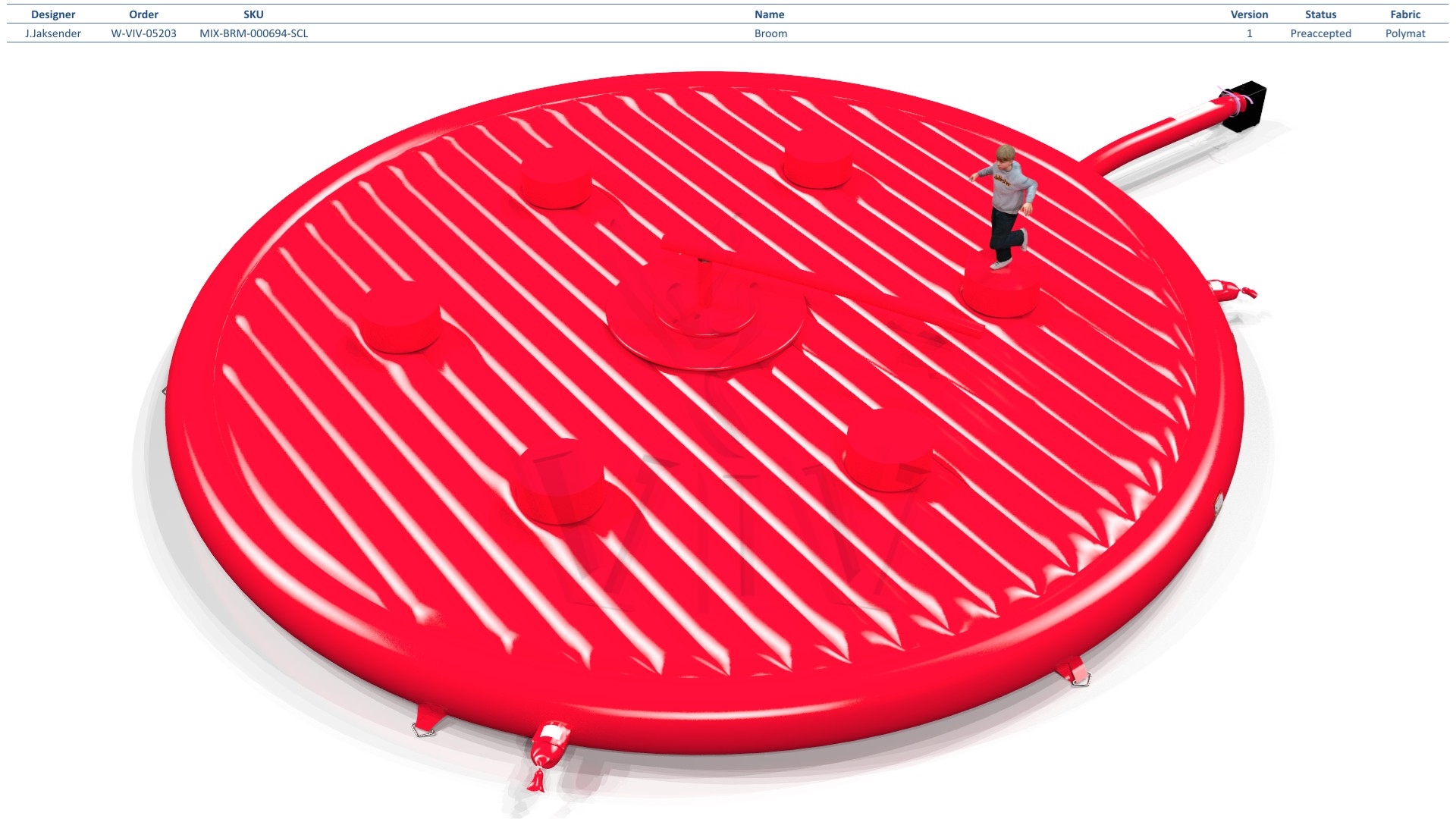 Broom Red Single - set commercial mechanical broom attraction