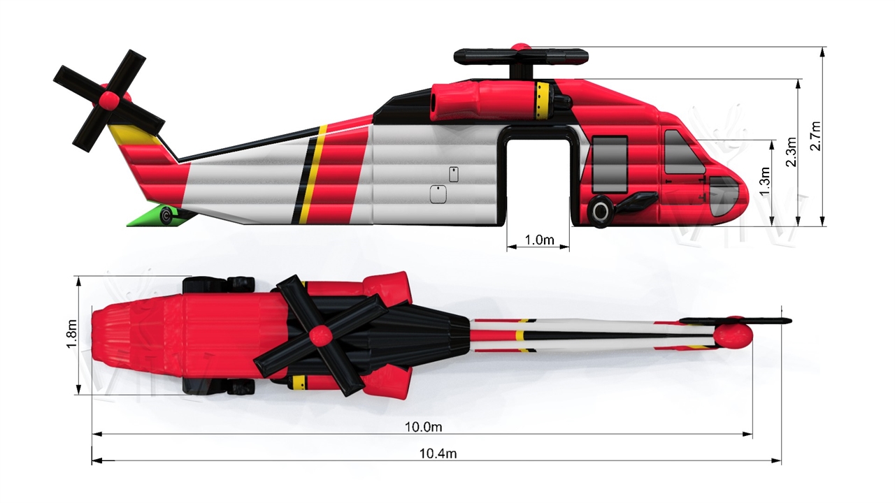 Dummy helicopter 10,4 m commercial custom inflatable