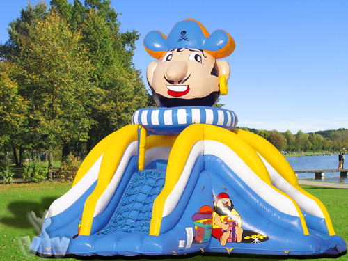 Pirate ship-themed inflatable slide