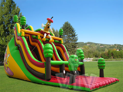 Apple core-shaped inflatable slide