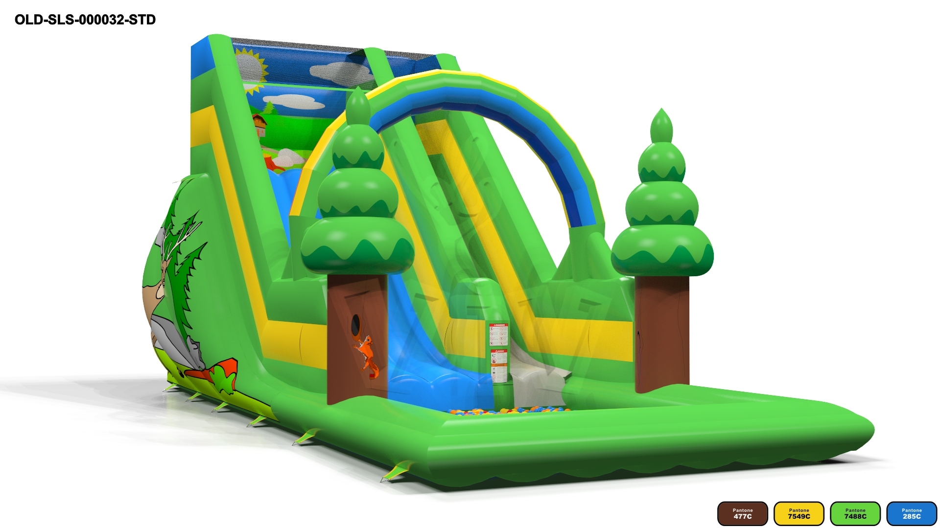 Forest with ballpool commercial inflatable slide