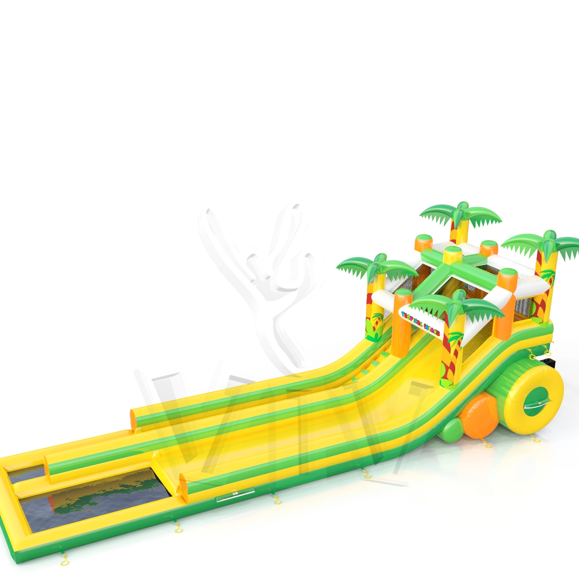 Waterslide with pool Tropical Islands commercial inflatable slide