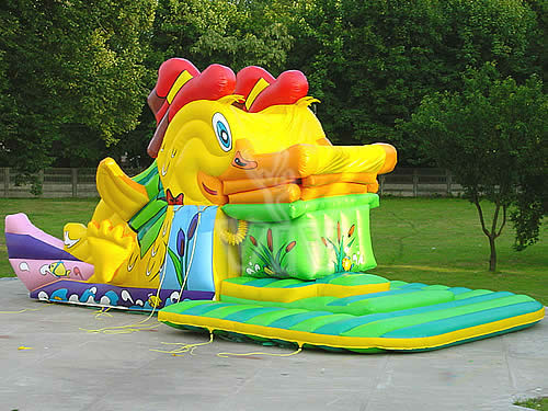 Duck swallower inflatable slide