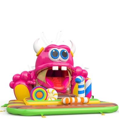 Monster swallower inflatable slide