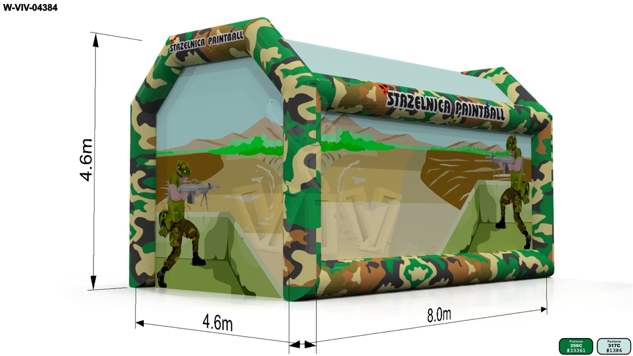 Tent shooting gallery paited 8 x 4,6 x 4,6 m commercial promotional inflatable tent