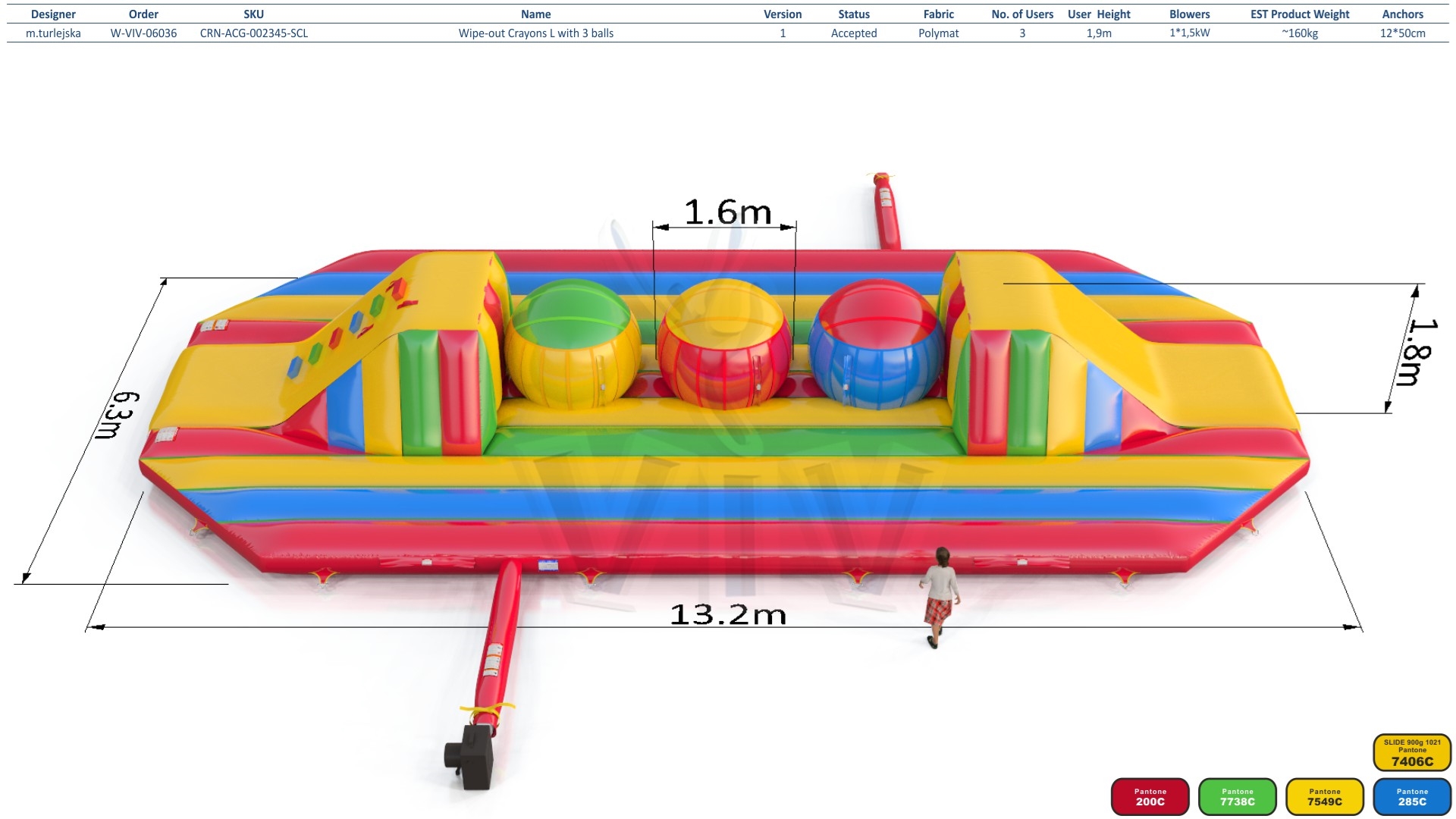 Wipe Out L Crayons commercial inflatable wipe-out attraction