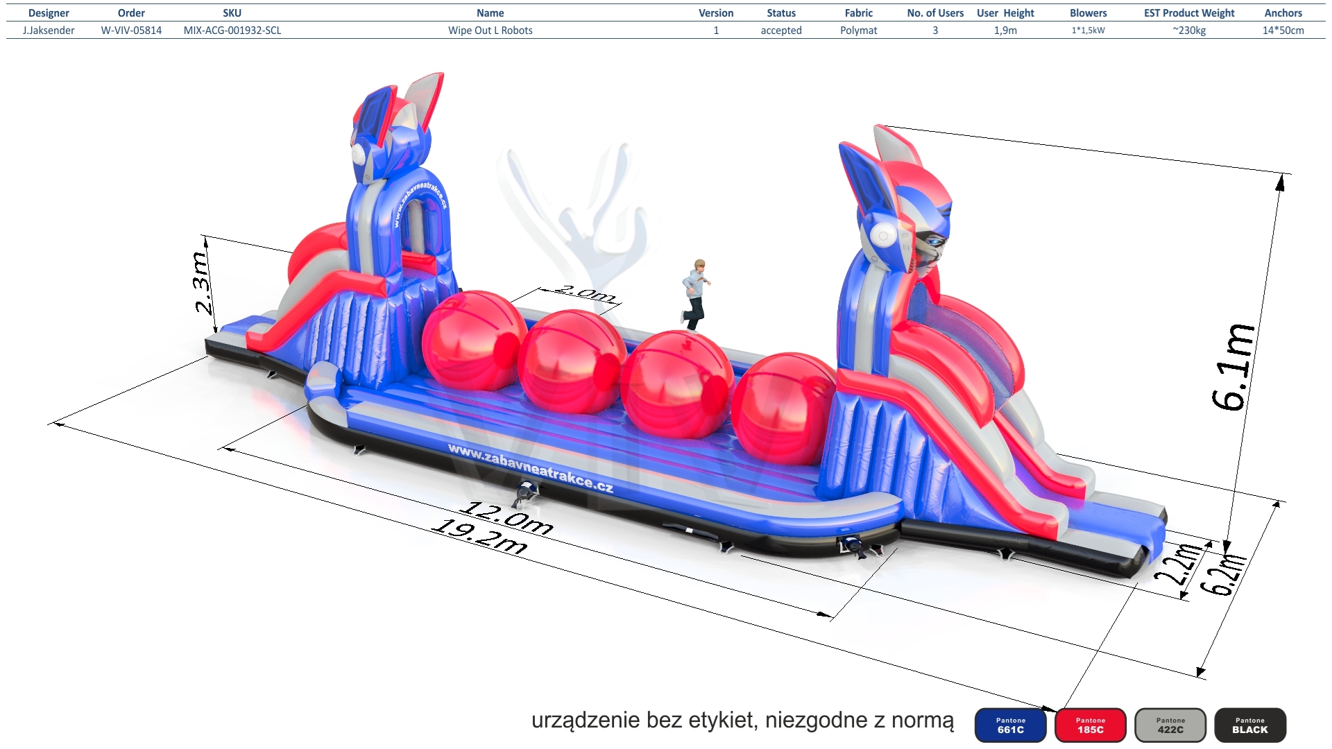 Wipe Out L Robots commercial inflatable wipe-out attraction